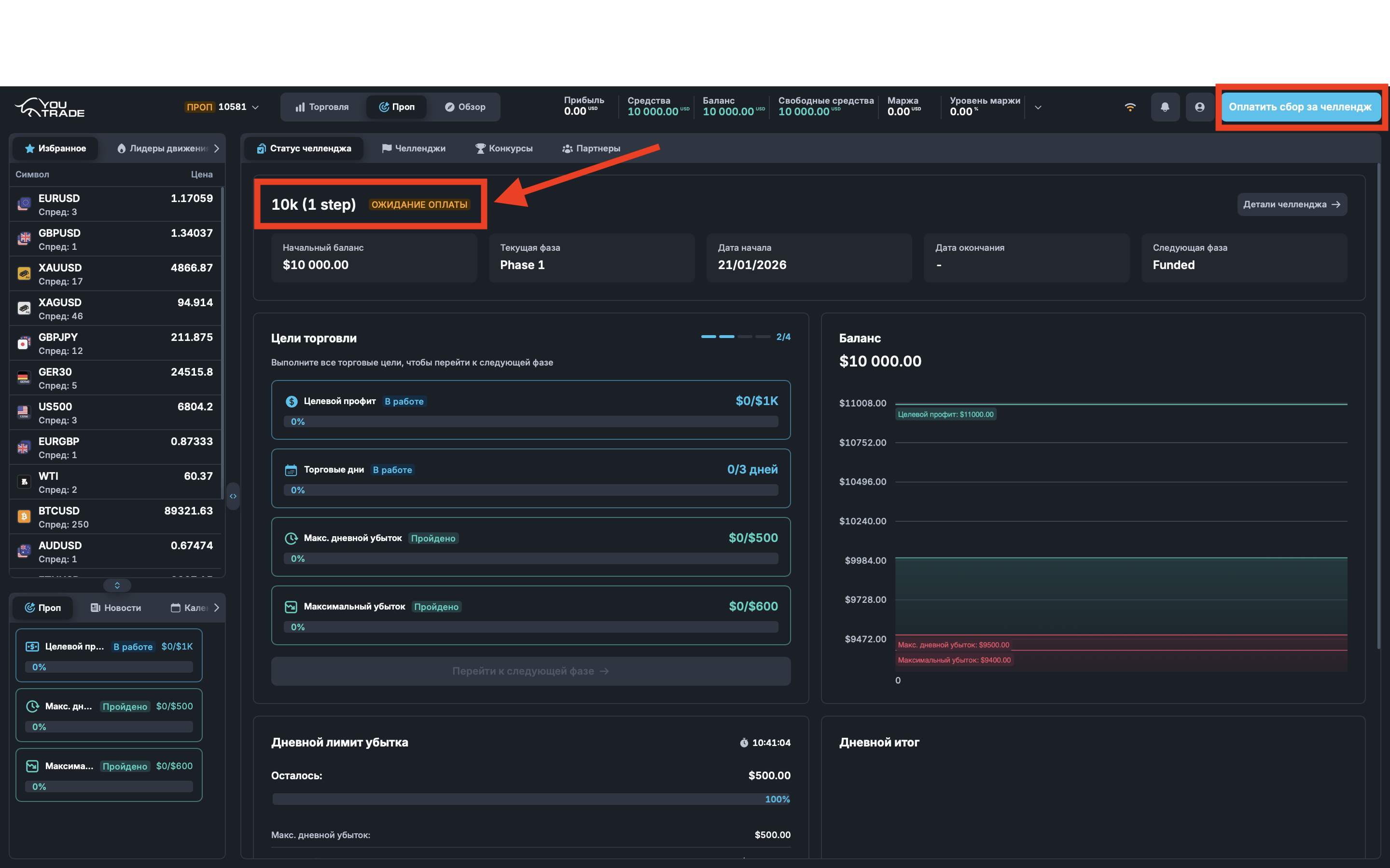 Unpaid account and payment button