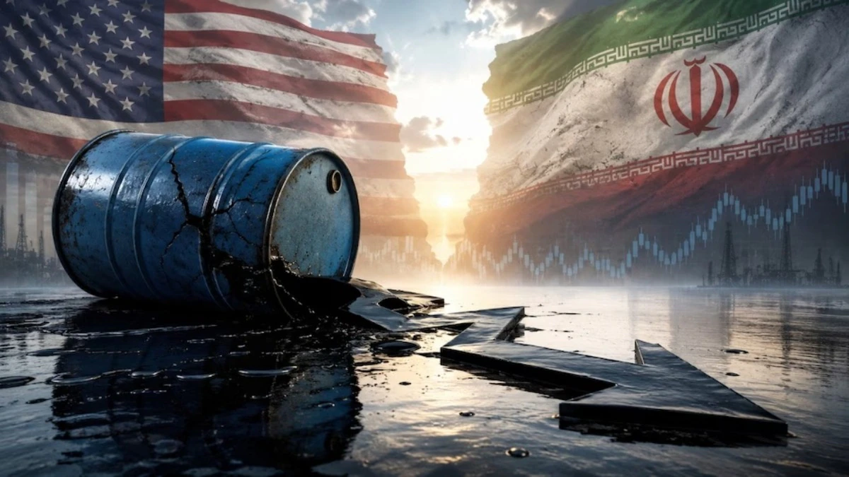 Oil tankers navigating Persian Gulf with Brent crude oil price chart surging above 107 dollars
