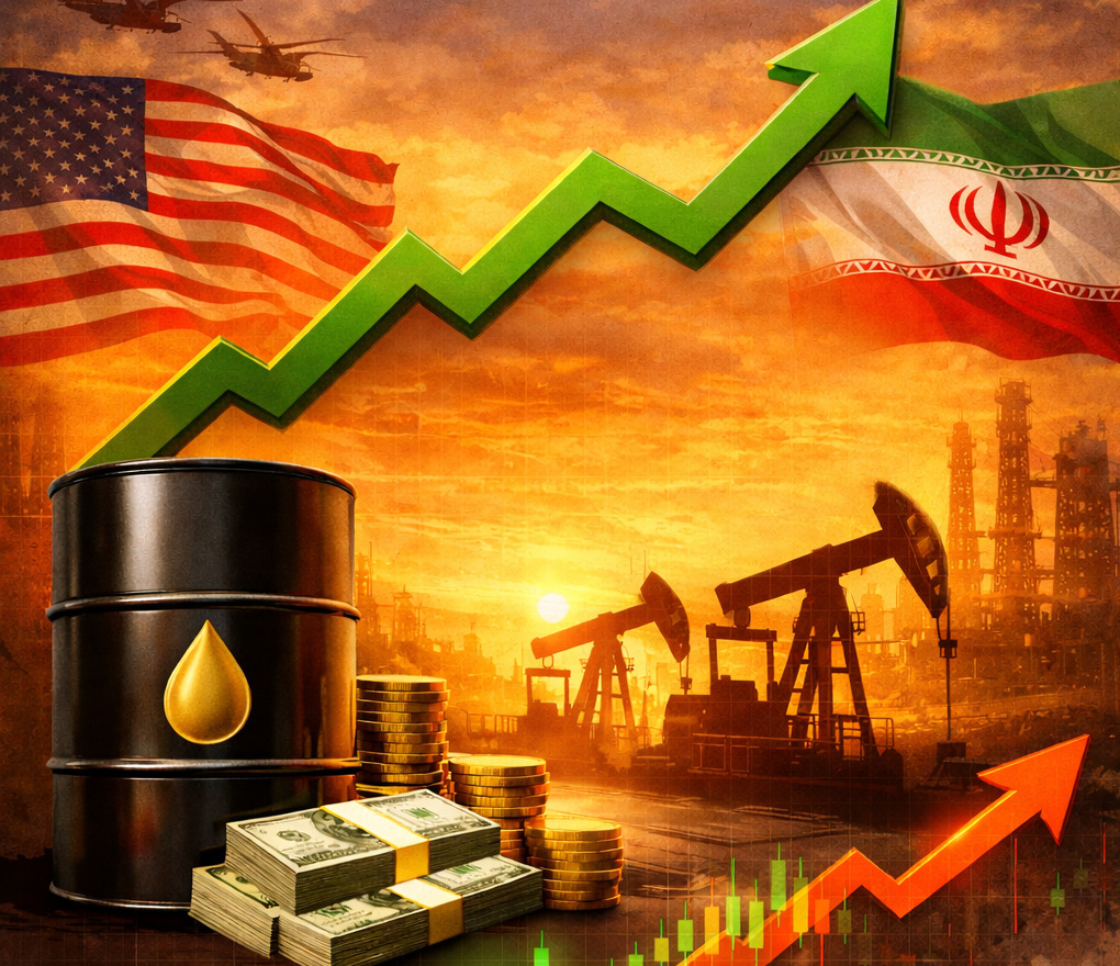 Illustration of commodity market and oil infrastructure