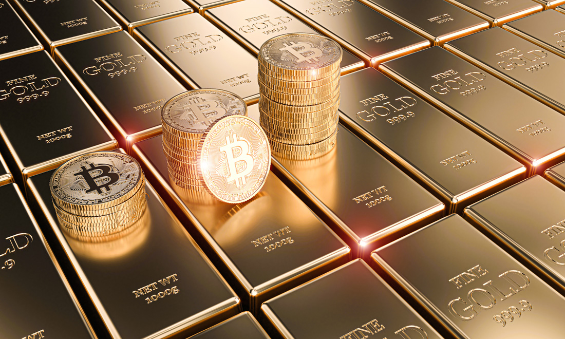Illustration of gold prices near lows and dollar strengthening