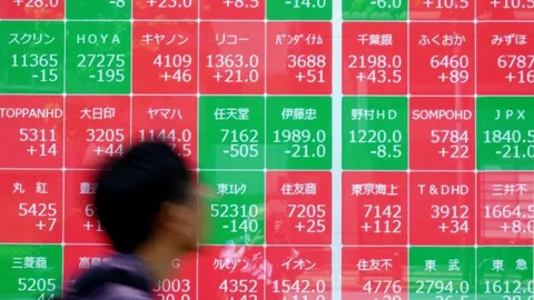 Illustration of Asian chip sector sell-off and stock indices