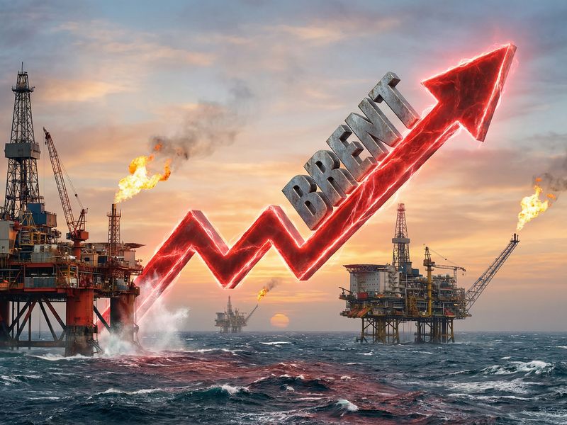 Illustration of oil price surge and risks in the Strait of Hormuz